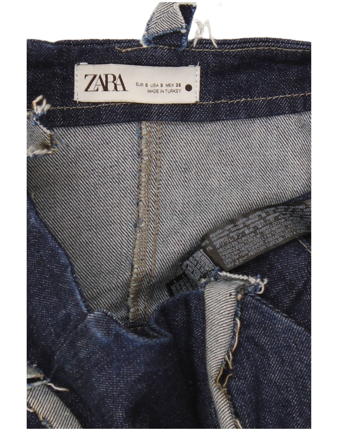 Tuta in denim da donna Zara UK 8 piccola in cotone blu navy