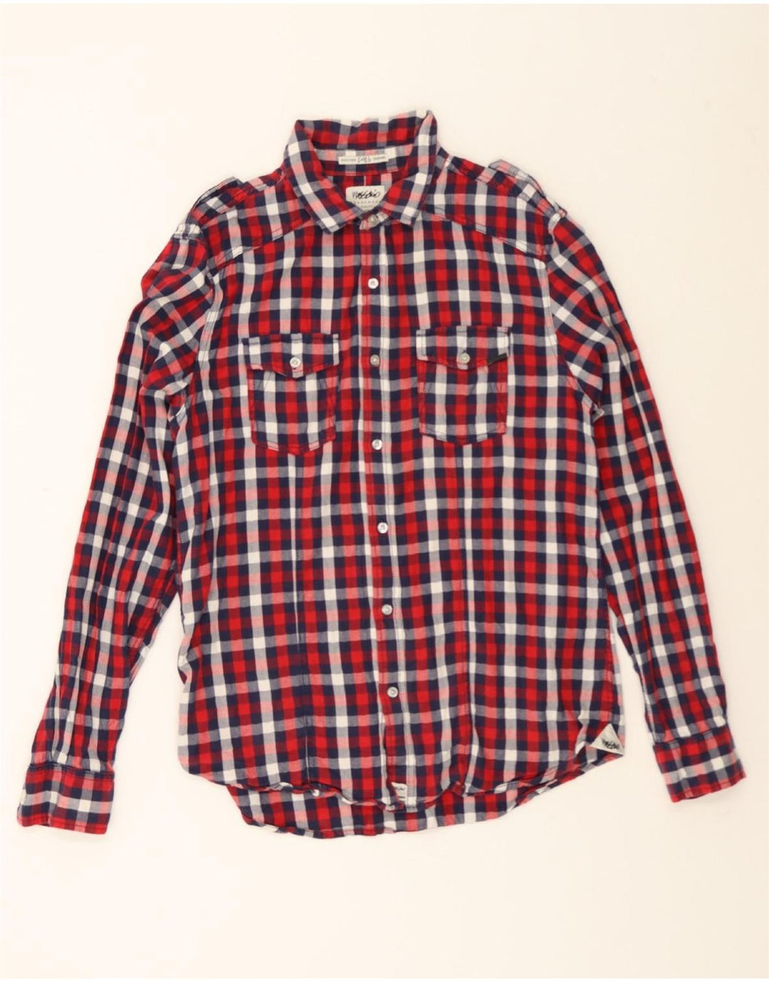 MOSSIMO Mens Military Flannel Shirt Large Red Check Cotton Vintage Mossimo and Second-Hand Mossimo from Messina Hembry 