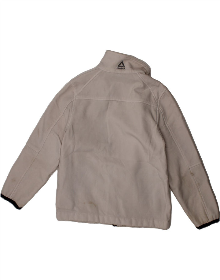 REEBOK Boys Graphic Tracksuit Top Jacket 5-6 Years Off White Polyester Vintage Reebok and Second-Hand Reebok from Messina Hembry 