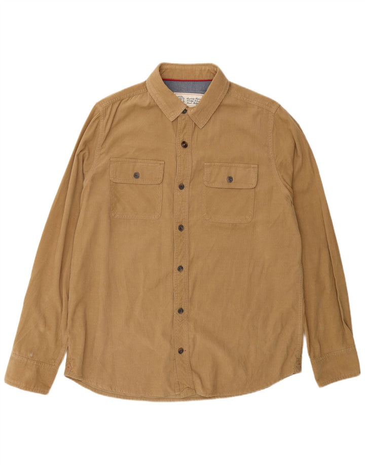 Camicia da uomo in velluto a coste Fat Face, cotone beige grande