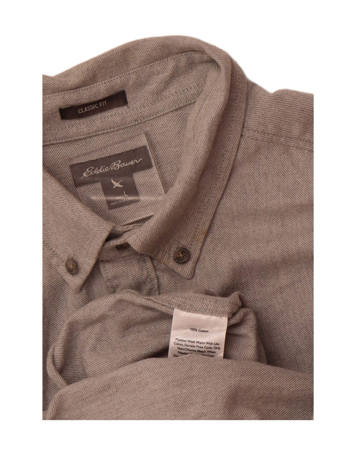 Camicia da uomo in flanella vestibilità classica Eddie Bauer, cotone grigio grande
