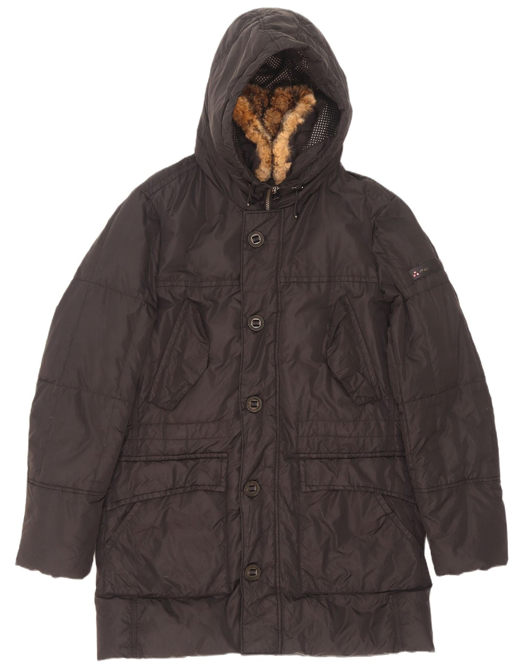 Cappotto imbottito con cappuccio da uomo PEUTEREY UK 40 grande poliestere nero