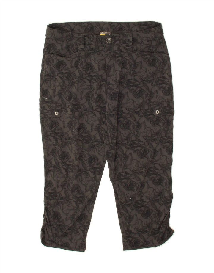 EDDIE BAUER Womens Slim Capri Trousers US 8 Medium W27 L21 Grey Floral Vintage Eddie Bauer and Second-Hand Eddie Bauer from Messina Hembry 