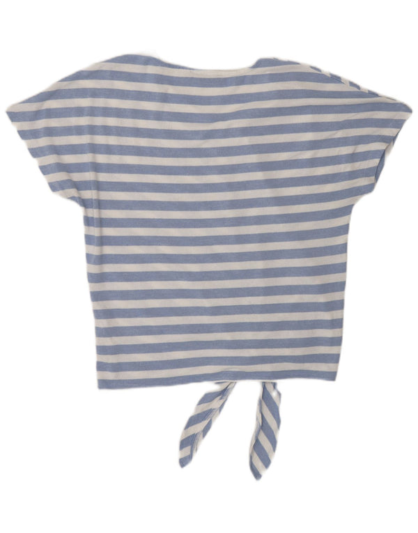 Marks & Spencer Top da donna con allacciatura sul davanti camicetta UK 12 a righe blu medio