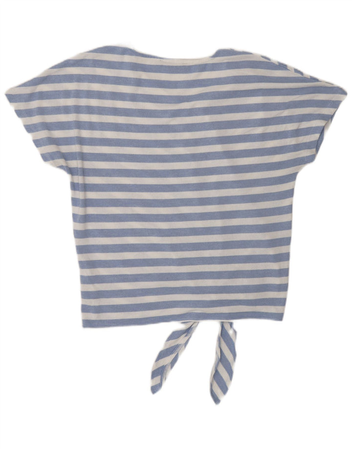 Marks & Spencer Top da donna con allacciatura sul davanti camicetta UK 12 a righe blu medio