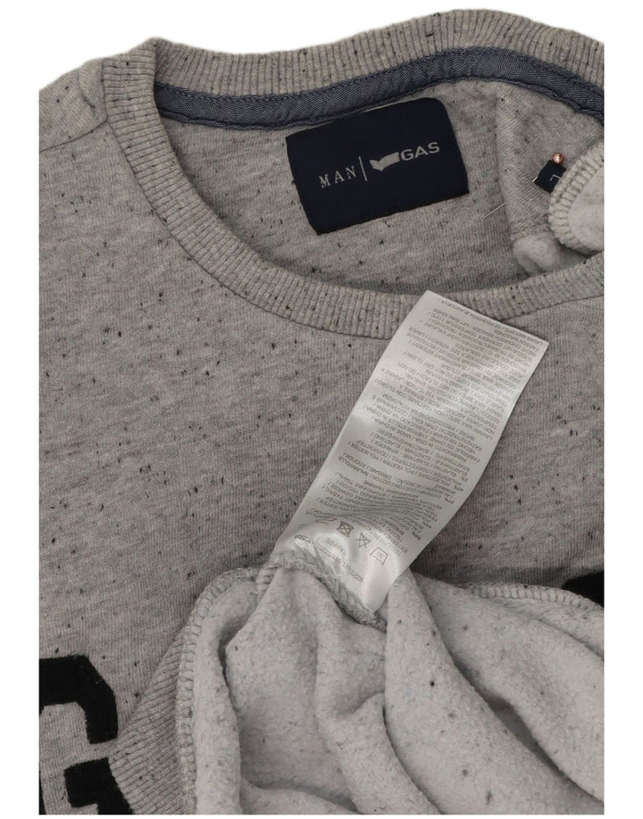 GAS Felpa con grafica da uomo Maglione grande cotone chiazzato grigio
