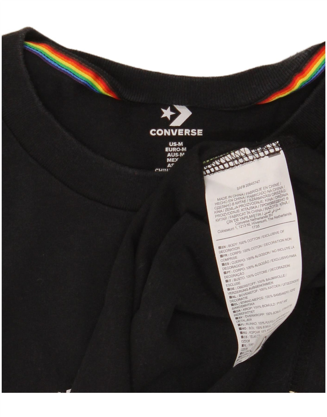T-shirt grafica da uomo Converse Top in cotone nero medio