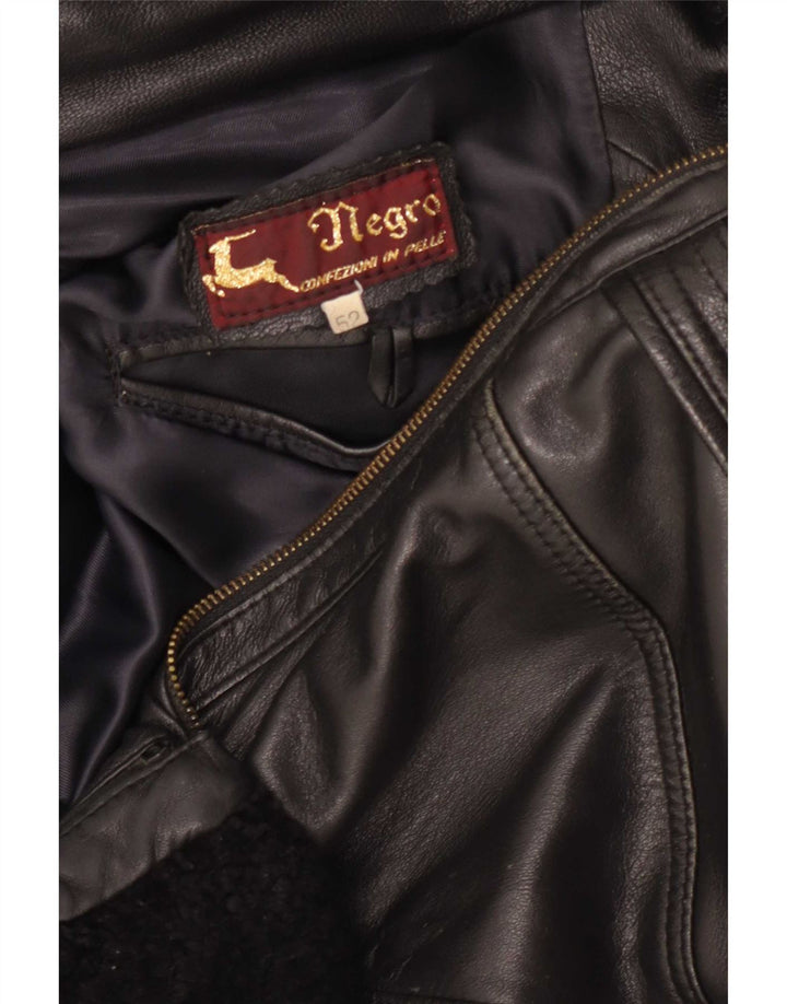 Giacca in pelle vintage da uomo IT 52 XL Nera