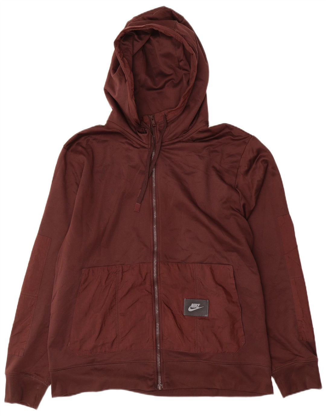 NIKE Felpa con cappuccio e zip Dri Fit da uomo, grande, in poliestere marrone