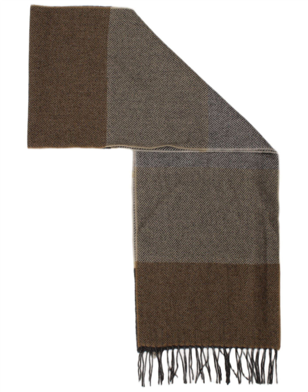 FOXFORD Mens Rectangle Scarf One Size Grey Herringbone Lambswool Classic