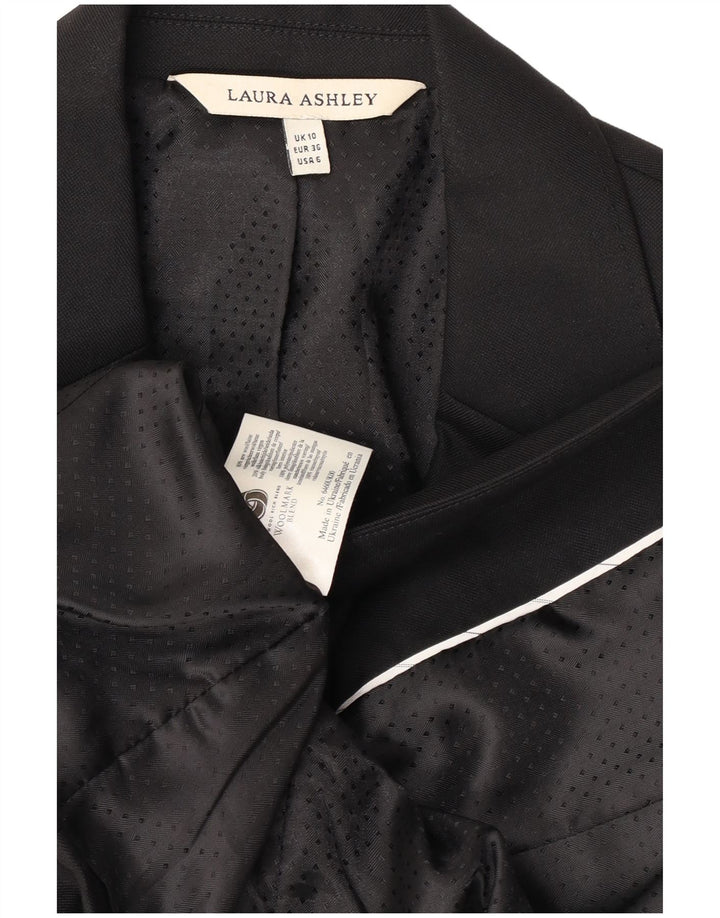 Giacca blazer a 1 bottone da donna Laura Ashley UK 10 piccola in lana nera