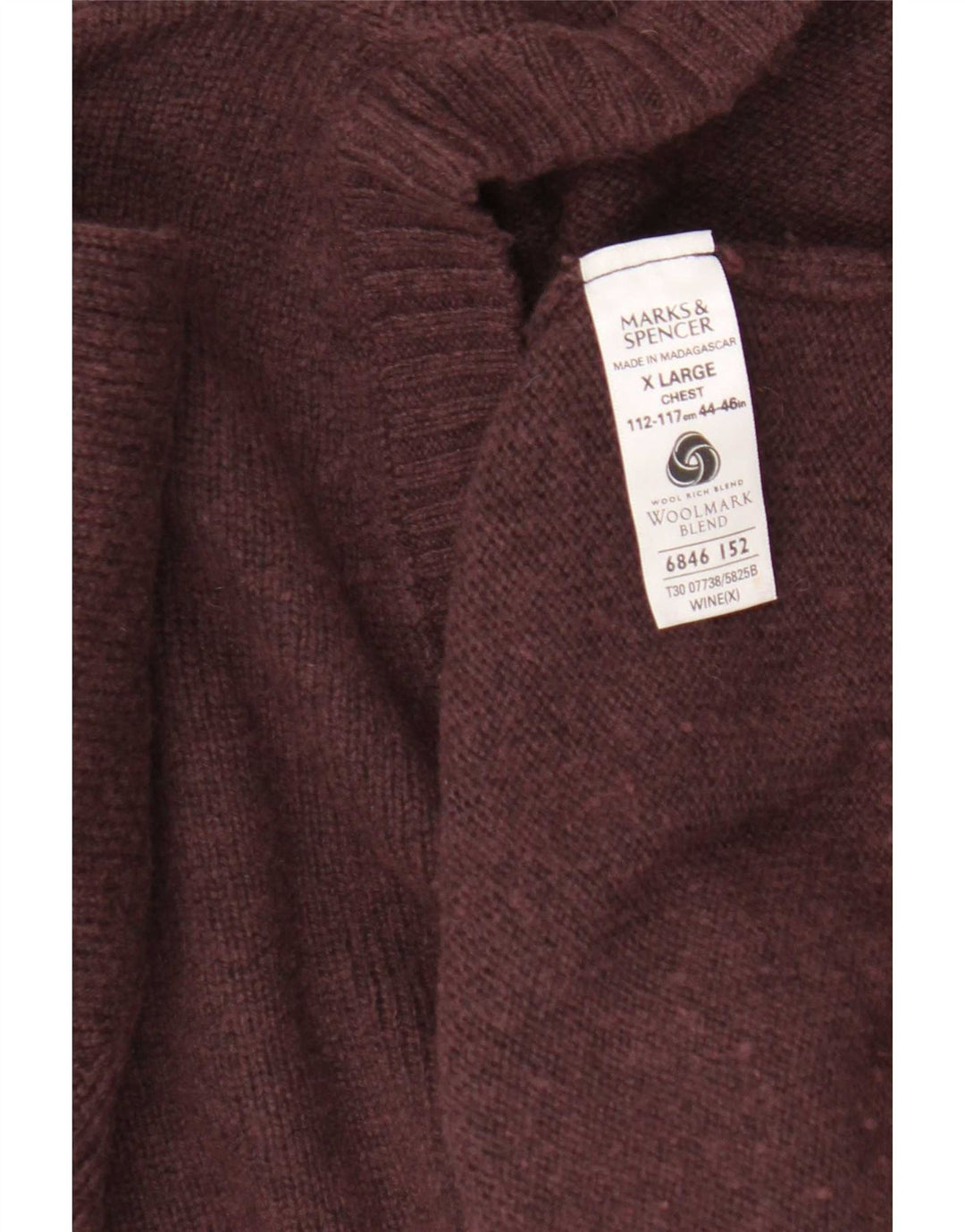 Maglione da uomo Marks & Spencer con scollo a V XL in lana bordeaux