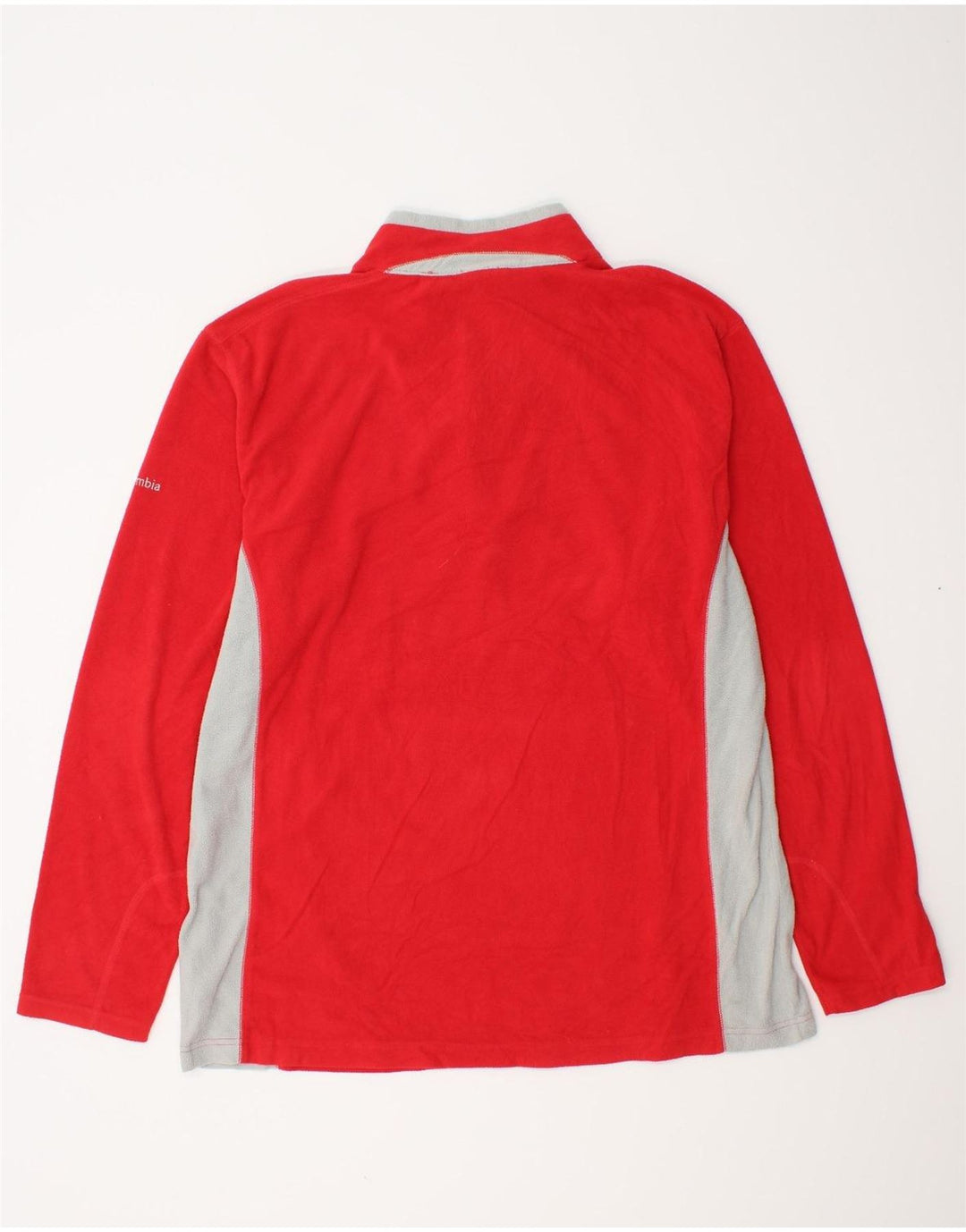 Maglione in pile da uomo con zip e collo COLUMBIA XL rosso in poliestere color block