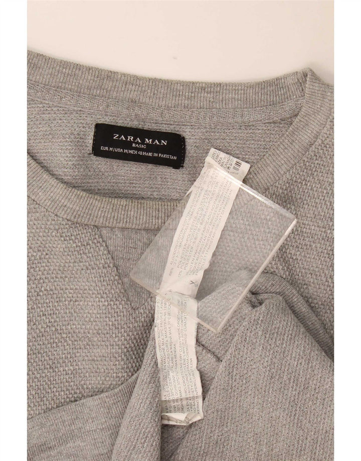 Maglione Zara da uomo con scollo a barca in cotone grigio medio