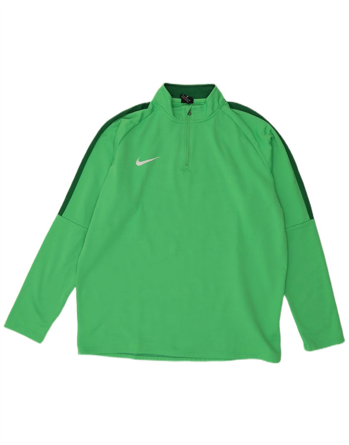 NIKE Top da uomo Dri Fit con zip e collo pullover da tuta XL verde a blocchi di colore