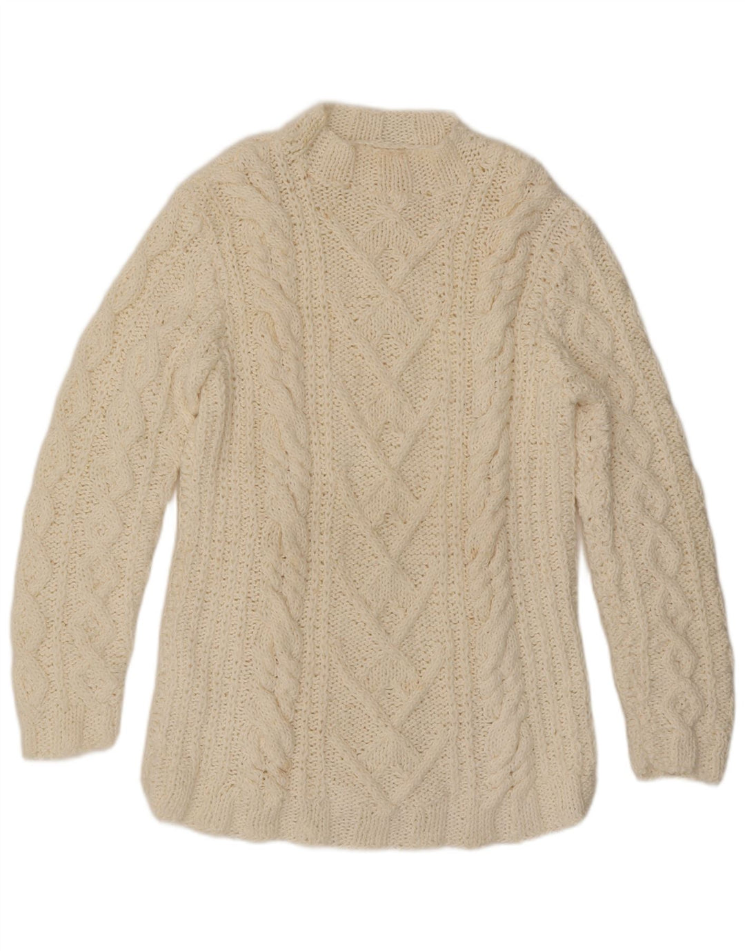 Maglione maglione collo alto da donna VINTAGE UK 16 grande bianco sporco