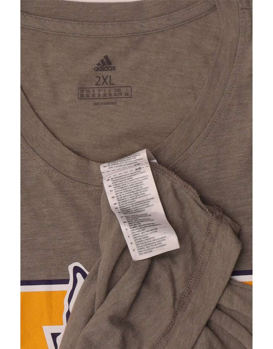 T-shirt grafica da uomo Adidas Washington Huskies Top 2XL poliestere grigio