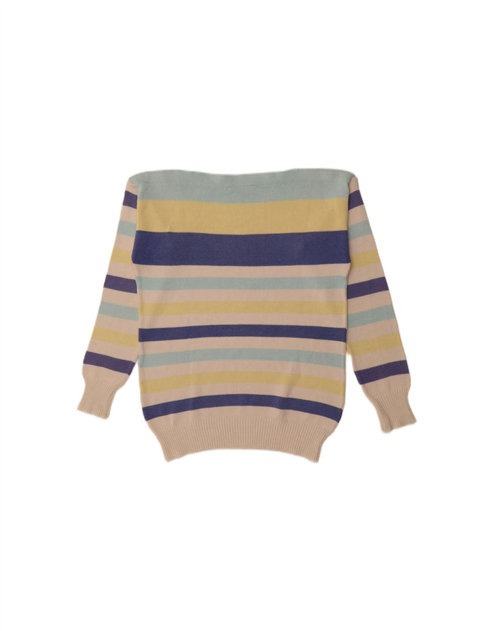 KAPPA Womens Boat Neck Jumper Sweater UK 14 Medium Multicoloured Striped Vintage Kappa and Second-Hand Kappa from Messina Hembry 
