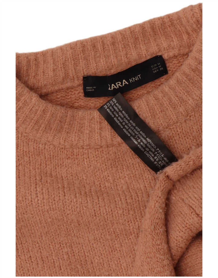 Maglione corto girocollo oversize da donna Zara UK 14 Marrone medio