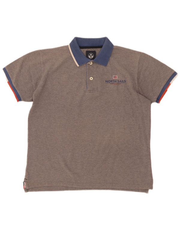 Polo da uomo North Sails Large in cotone color block grigio