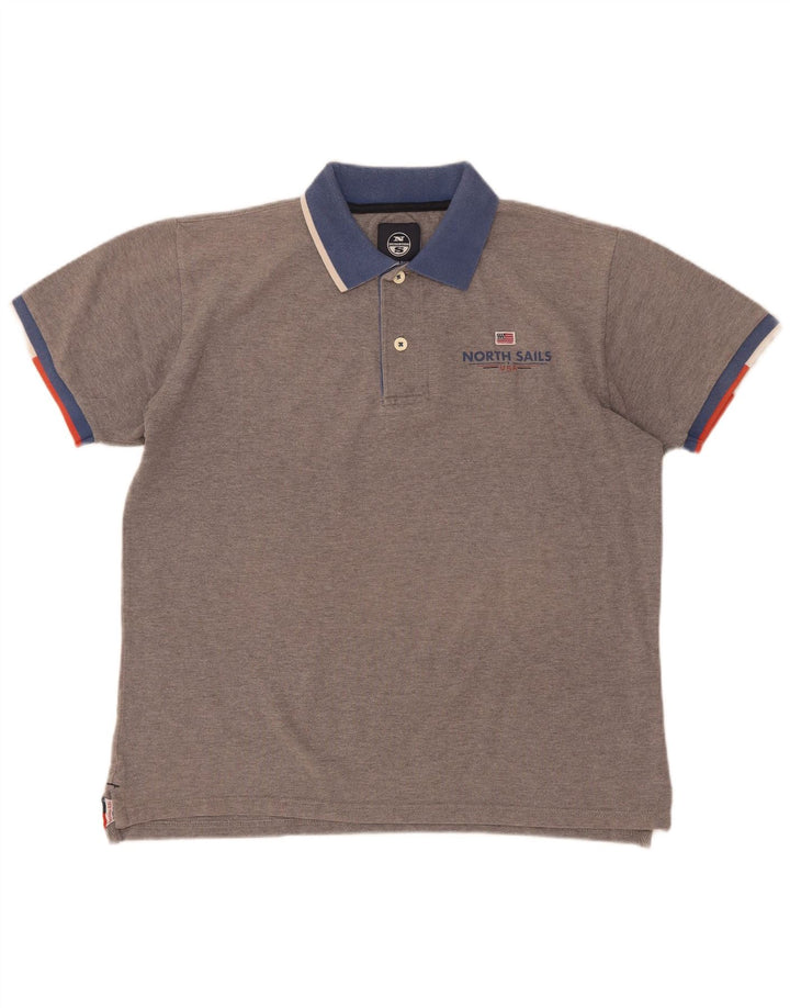 Polo da uomo North Sails Large in cotone color block grigio