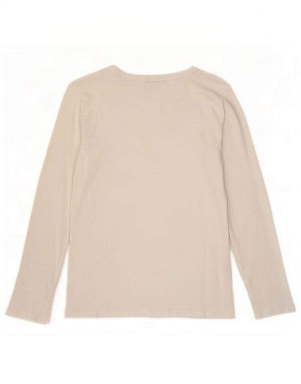 Top da donna Benetton manica lunga UK 10 piccolo cotone bianco