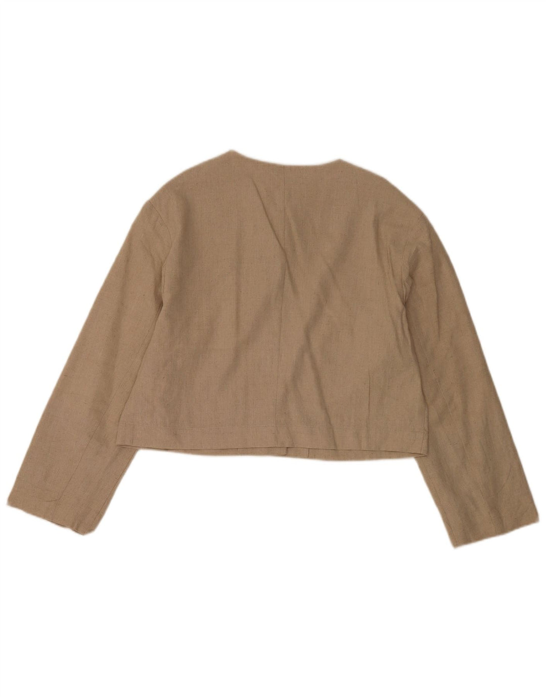 Giacca blazer a 4 bottoni corta da donna Zara UK 14 Poliestere beige medio