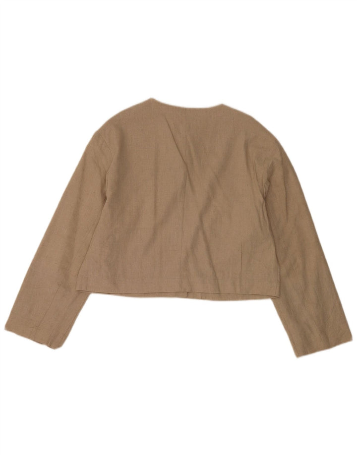 Giacca blazer a 4 bottoni corta da donna Zara UK 14 Poliestere beige medio
