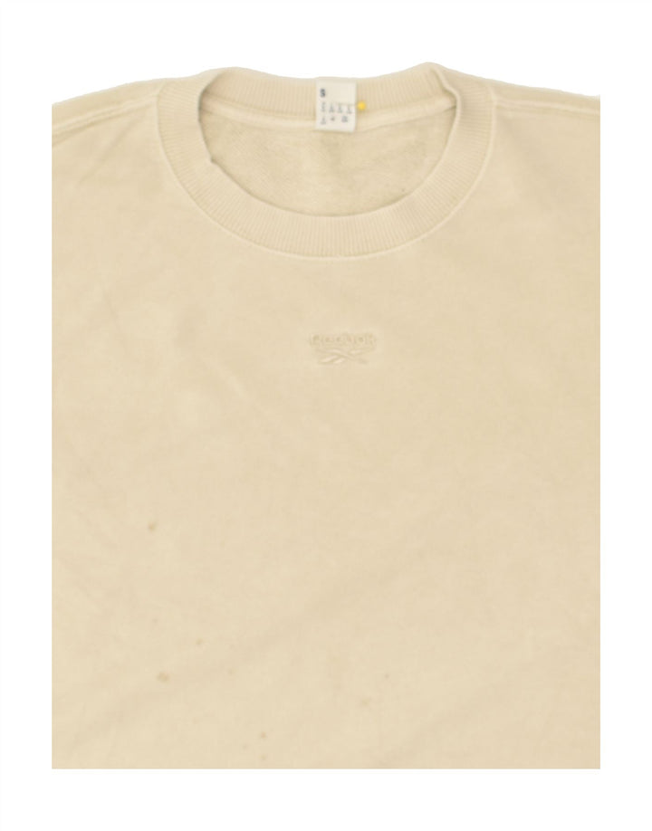 REEBOK Mens Sweatshirt Jumper Small Beige Cotton | Vintage Reebok | Thrift | Second-Hand Reebok | Used Clothing | Messina Hembry 