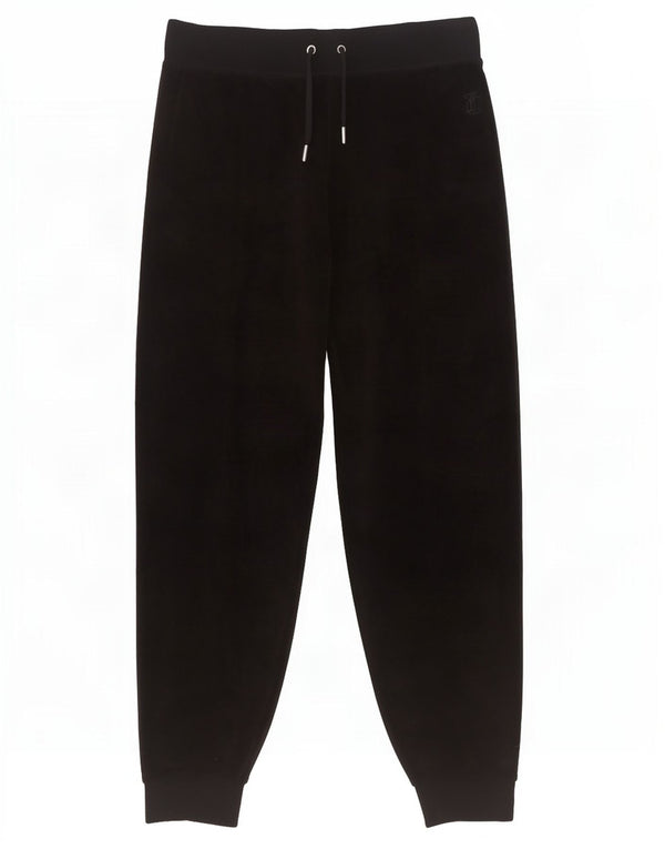 Juicy Couture Pantaloni da tuta in velluto da donna Joggers UK 10 Small Nero