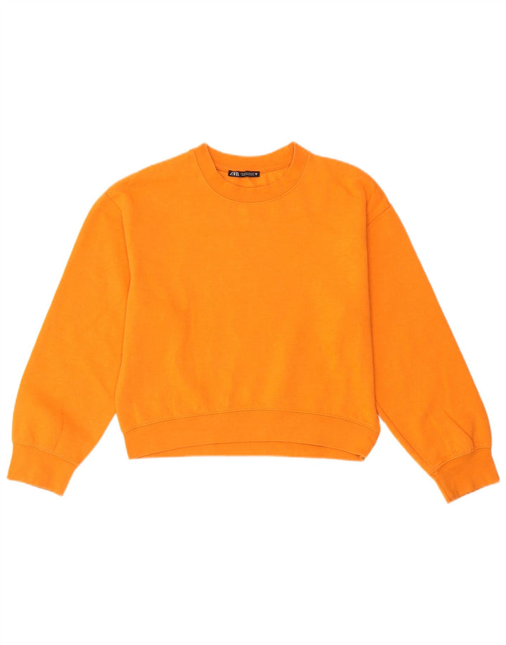 Felpa corta da donna Zara UK 14 Poliestere arancione medio