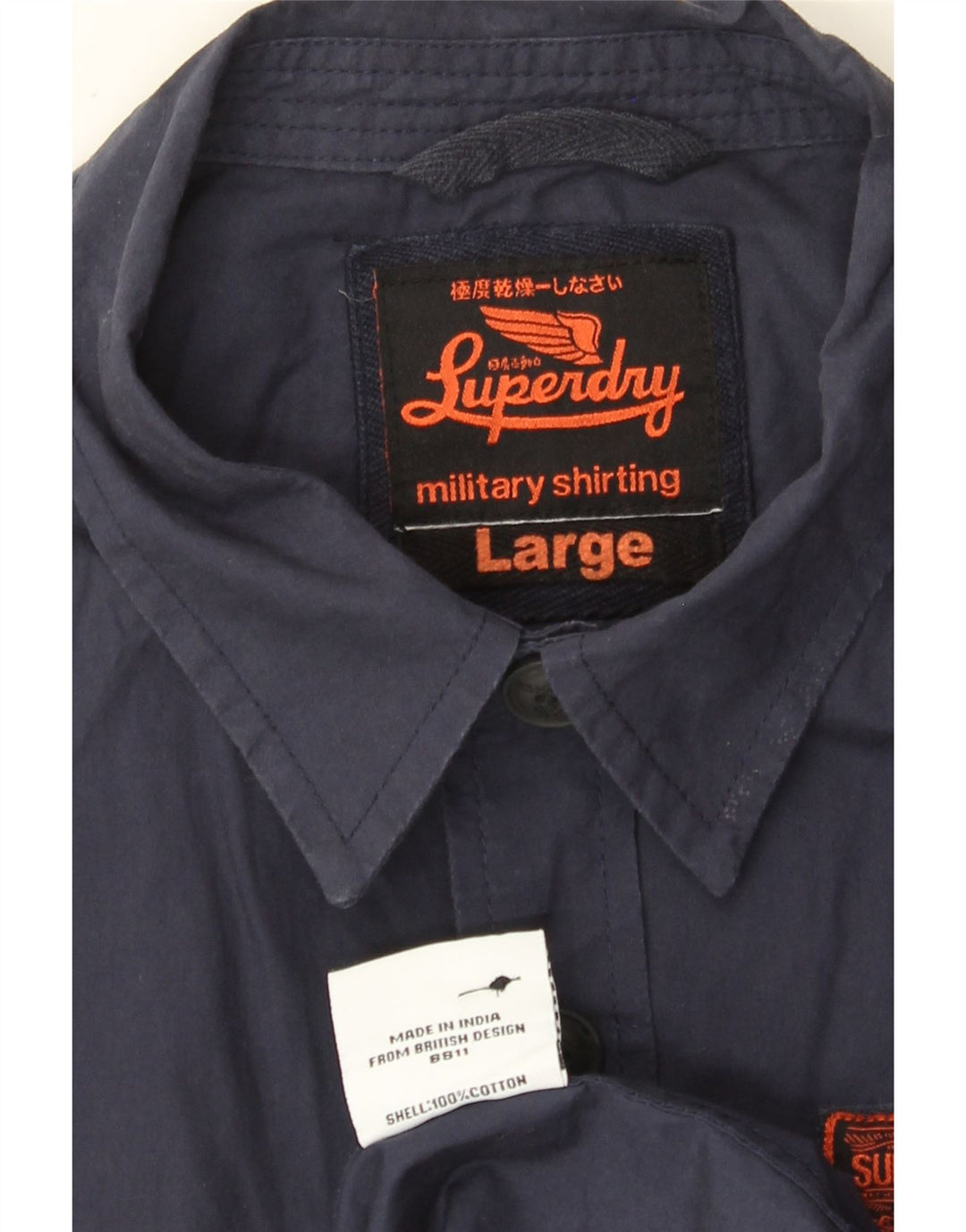 Camicia militare a maniche corte da uomo Superdry Large in cotone blu navy