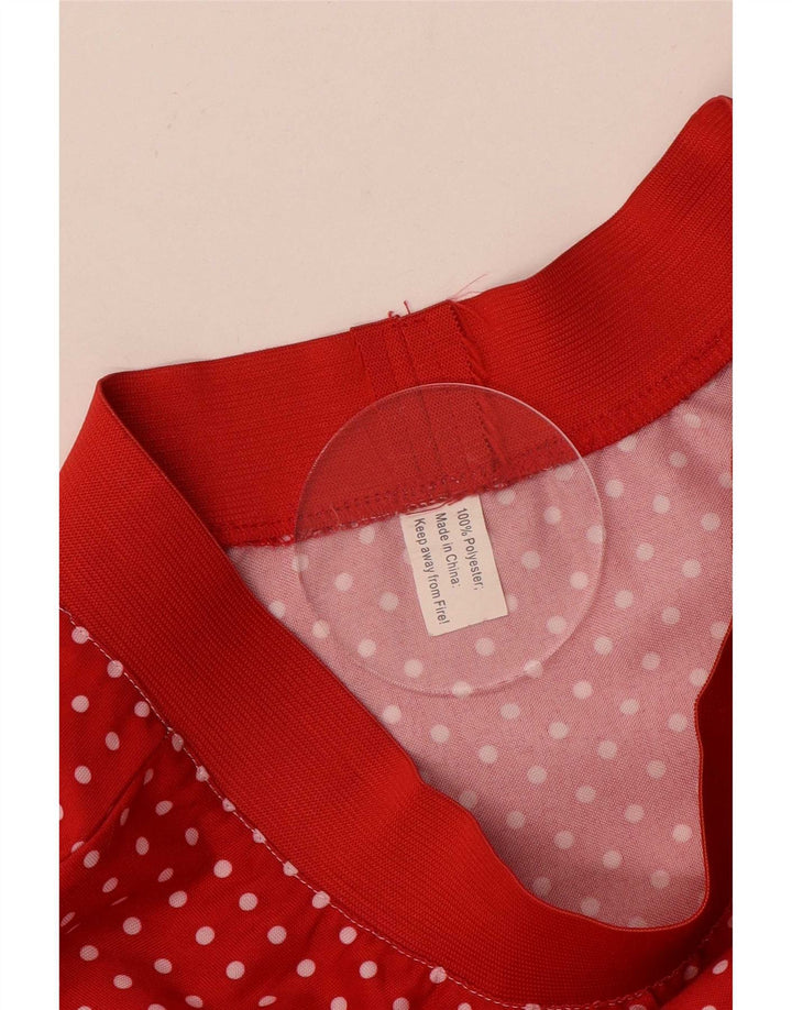 Gonna a trapezio da donna vintage media W28 poliestere maculato rosso