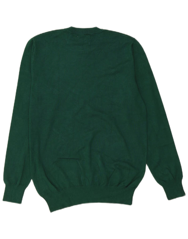 Maglione vintage da uomo girocollo in viscosa verde grande