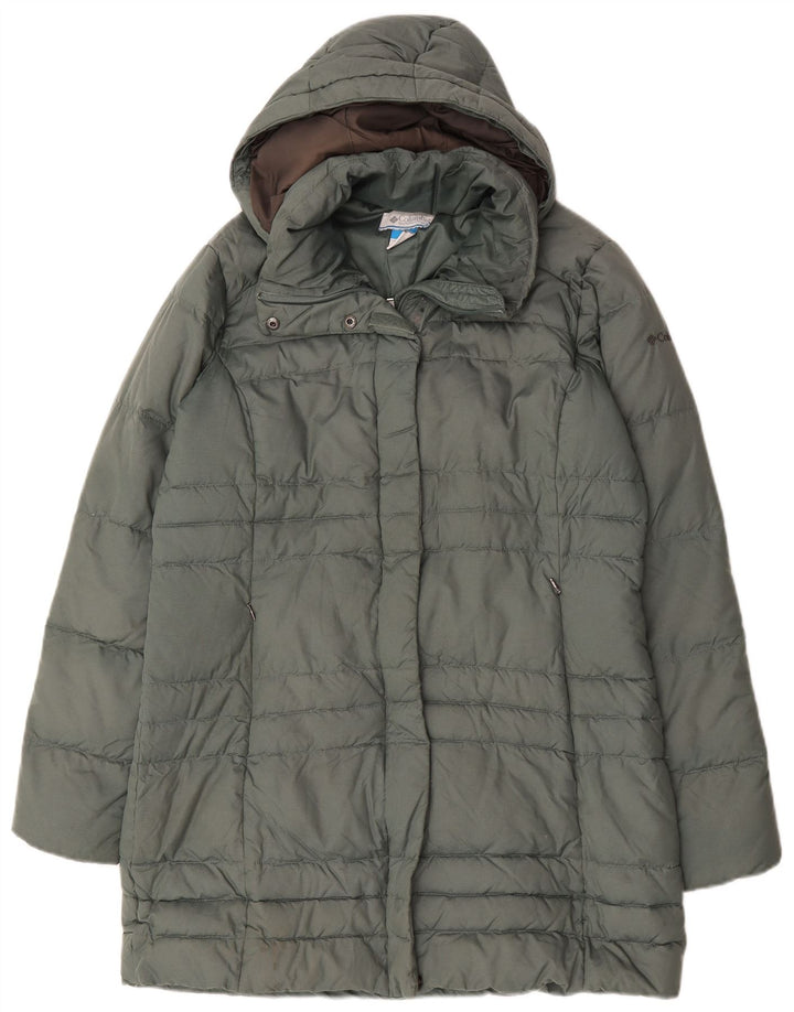 Cappotto imbottito con cappuccio da donna Columbia UK 16 grande poliestere verde