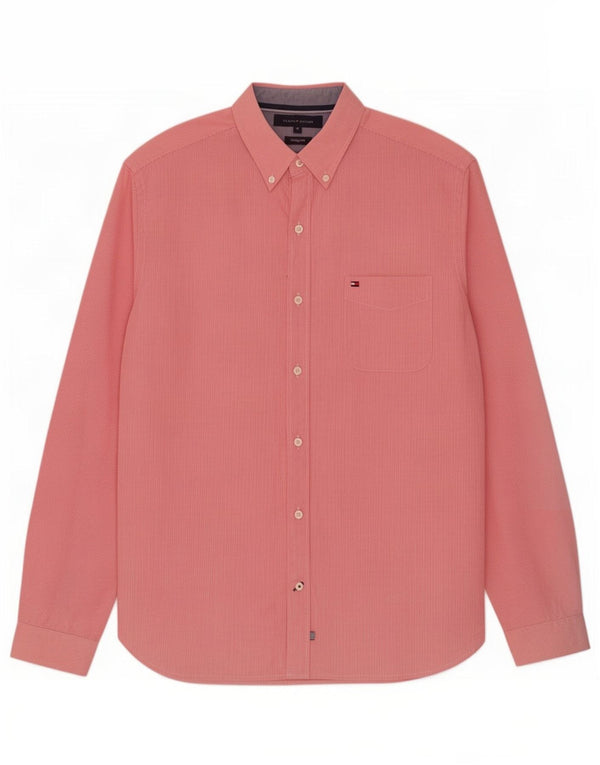 Tommy Hilfiger Mens Vintage Fit Shirt Medium Red Pinstripe Cotton