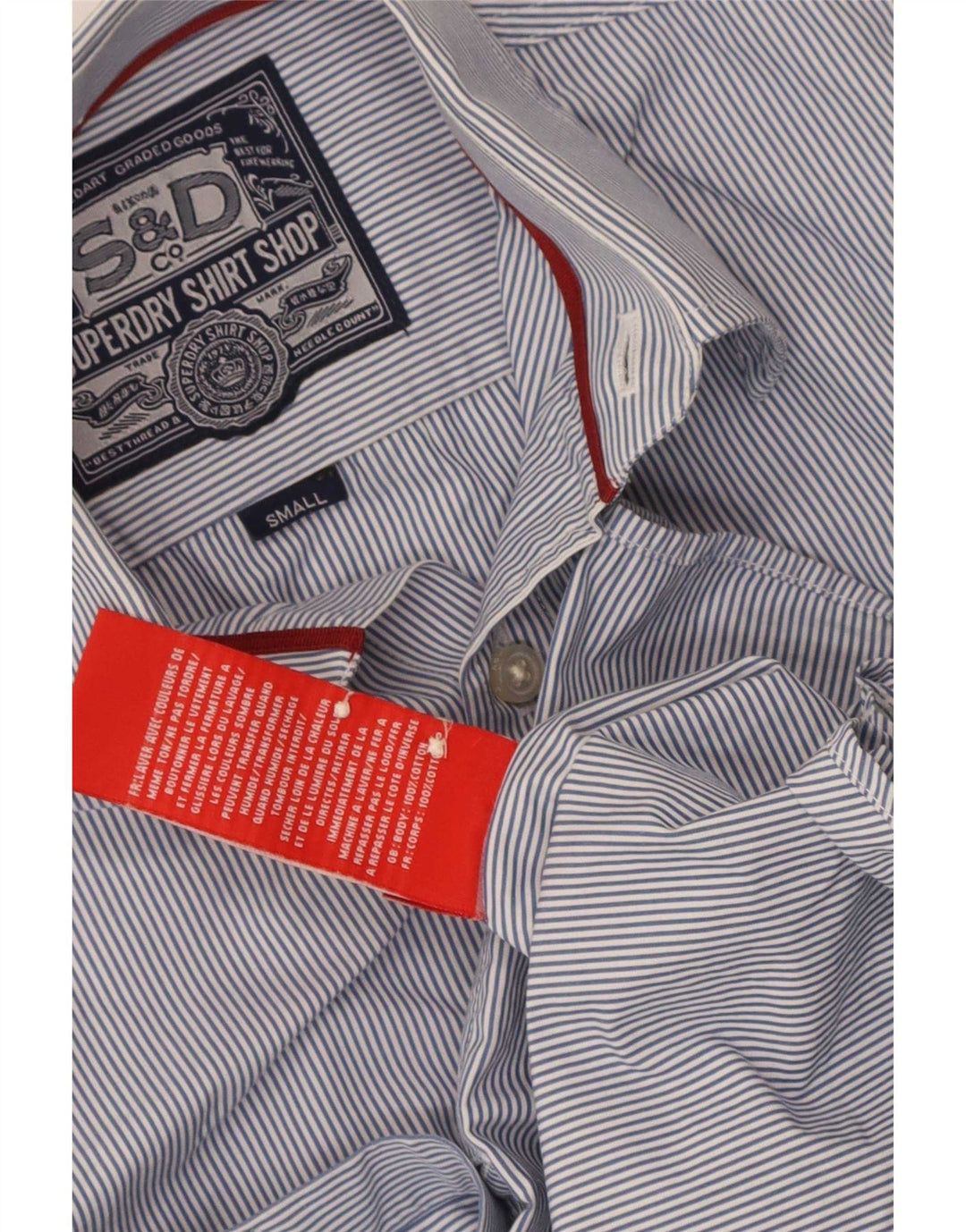 Camicia da uomo Superdry Small in cotone gessato blu