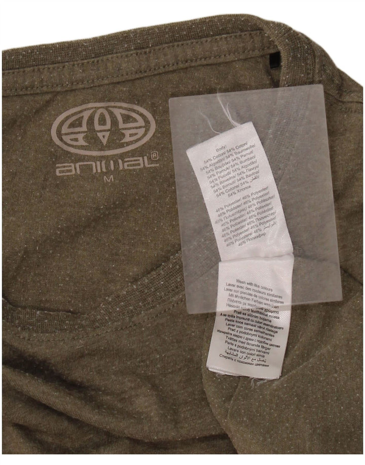 T-shirt grafica da uomo con animali, top in cotone kaki medio
