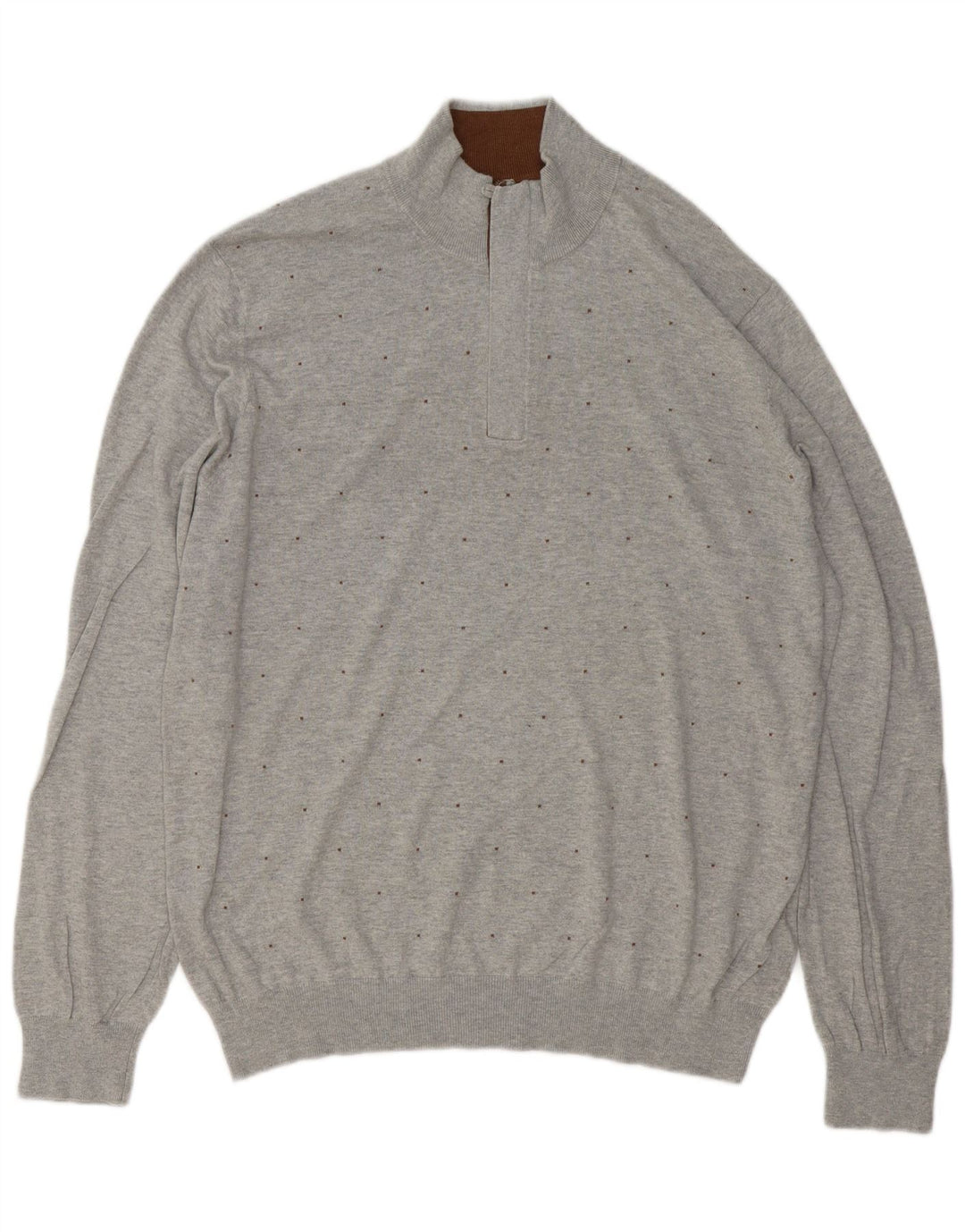 Maglione maglione da uomo con zip e collo Massimo Dutti 2XL cotone maculato grigio