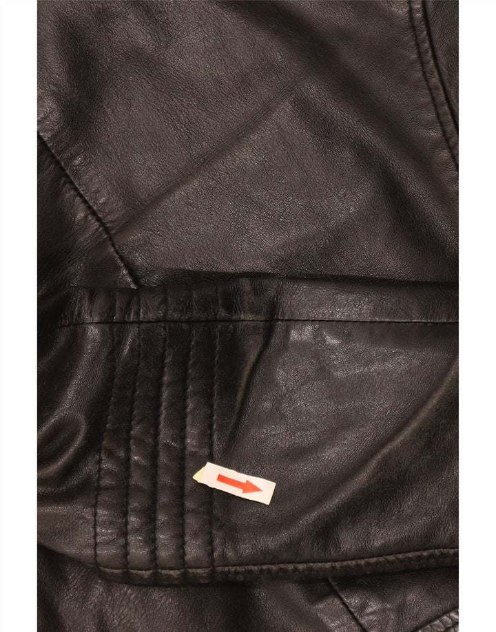 Giacca da motociclista in pelle da donna WHISTLES UK 8 piccola in pelle nera