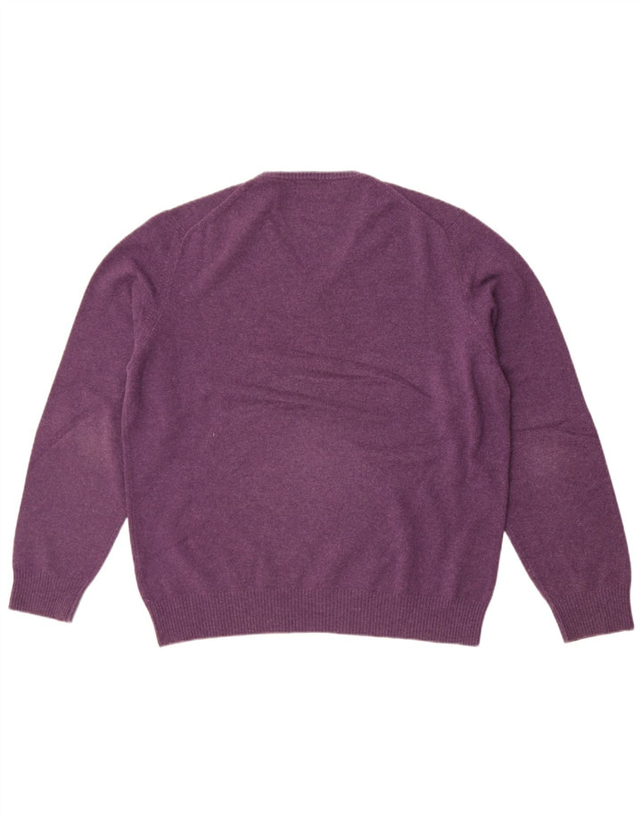 Massimo Dutti Maglione da uomo con scollo a V grande lana viola