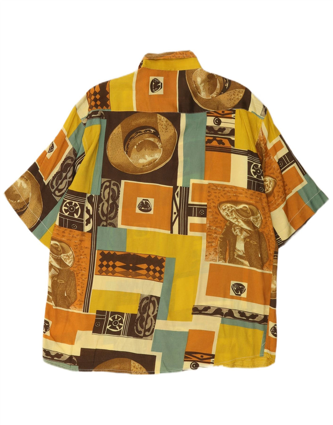 Camicia a maniche corte da uomo con motivo astratto Cotton Club grande multicolore