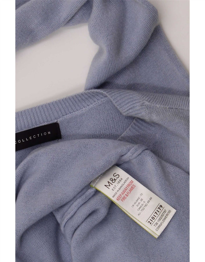 Maglione maglione girocollo da donna Marks & Spencer UK 10 piccolo acrilico blu
