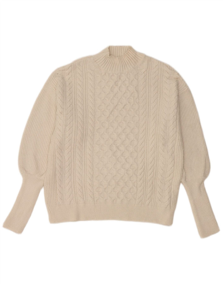 Maglione maglione a collo alto da donna Marks & Spencer UK 14 medio bianco