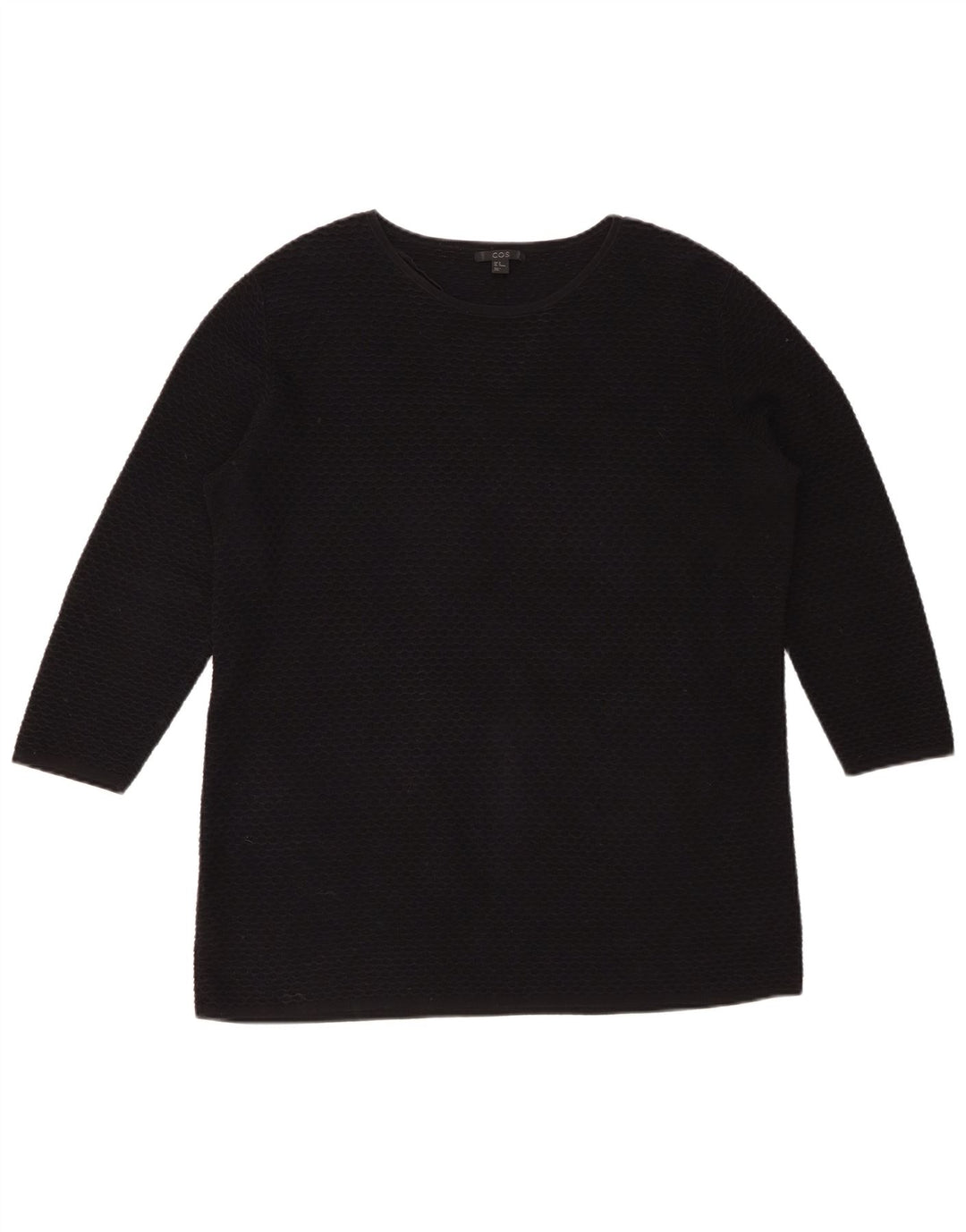 Top da donna COS manica 3/4 UK 14 cotone nero medio