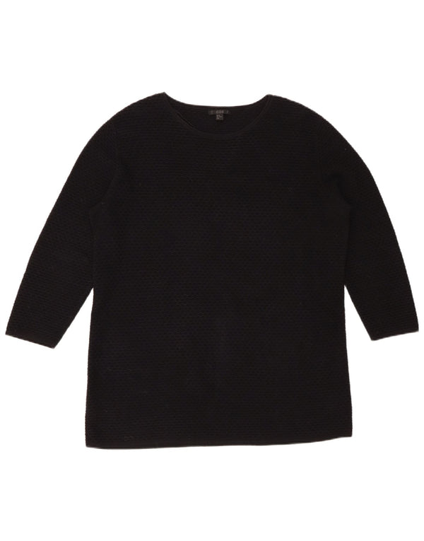 Top da donna COS manica 3/4 UK 14 cotone nero medio