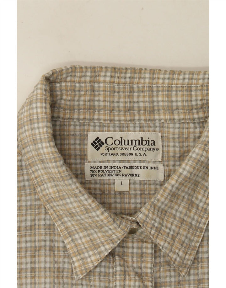 Camicia a maniche corte da donna COLUMBIA UK 16 Poliestere a quadri beige grande