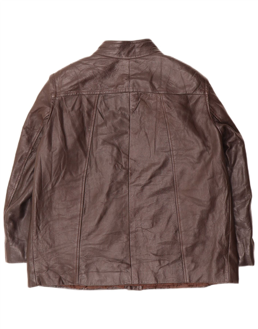 Giacca in pelle vintage da donna UK 18 XL in pelle marrone