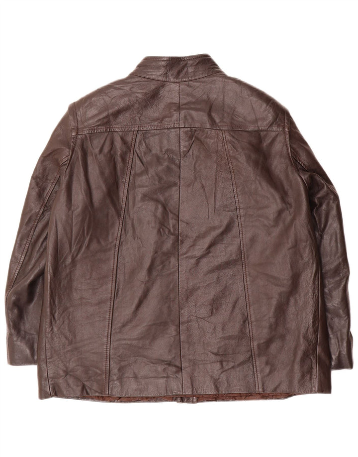 Giacca in pelle vintage da donna UK 18 XL in pelle marrone