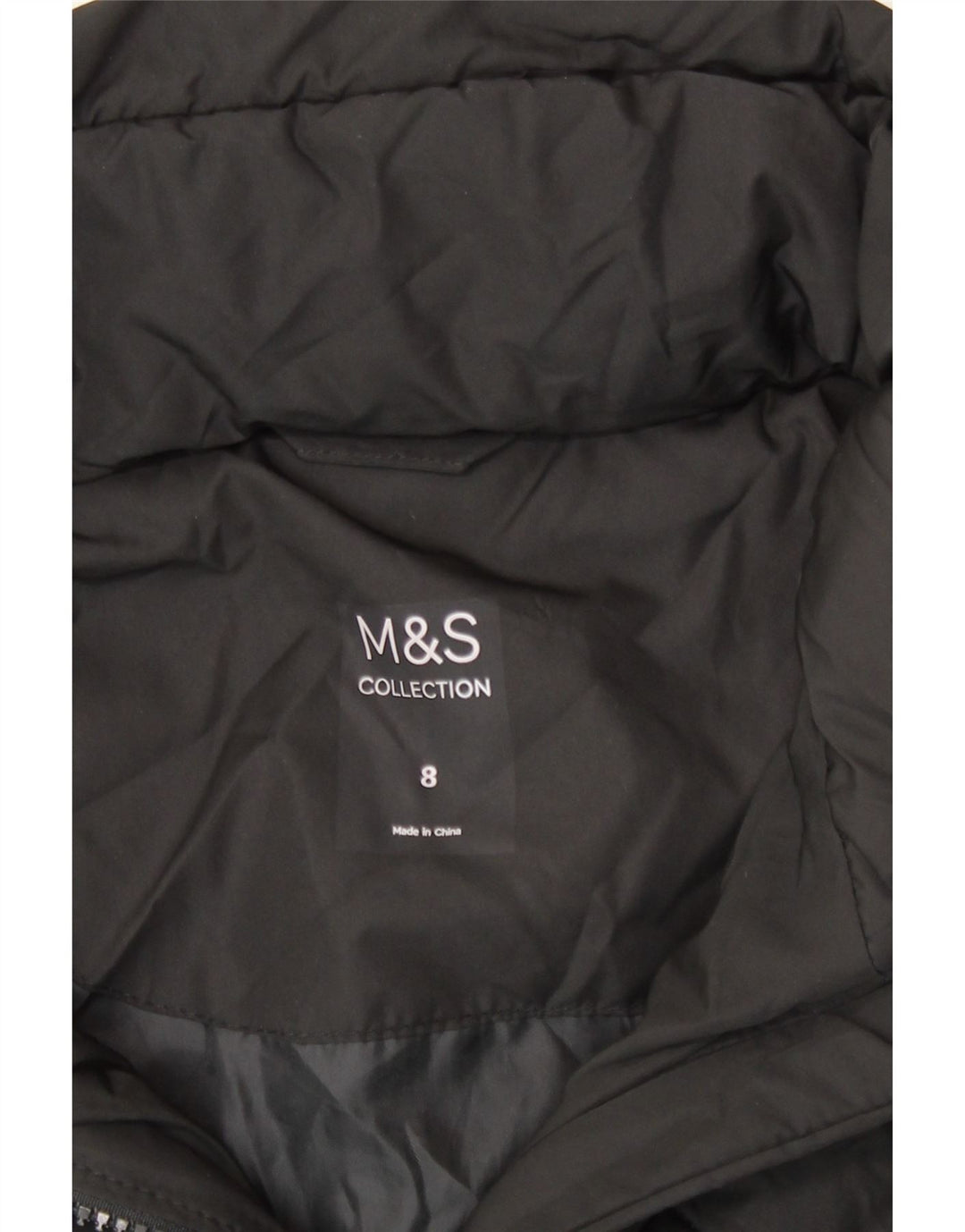 Giacca imbottita con cappuccio da donna Marks & Spencer UK 8 piccola poliestere nero